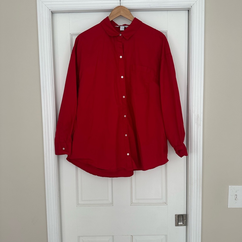 Old Navy Vibrant Red Boyfriend Shirt size Large